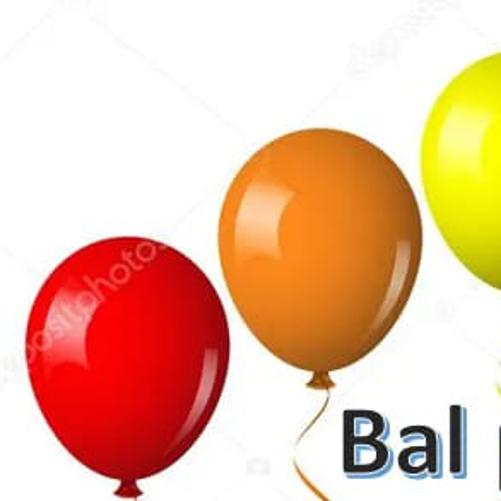 3 balony koloru czerwonego, żółtego i fragment żółtego. W dolnym prawym rogu napis Bal.