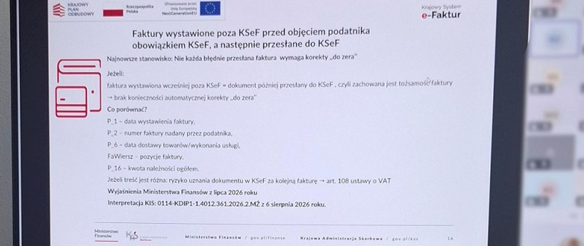 Slajd ze szkolenia widoczny na monitorze.