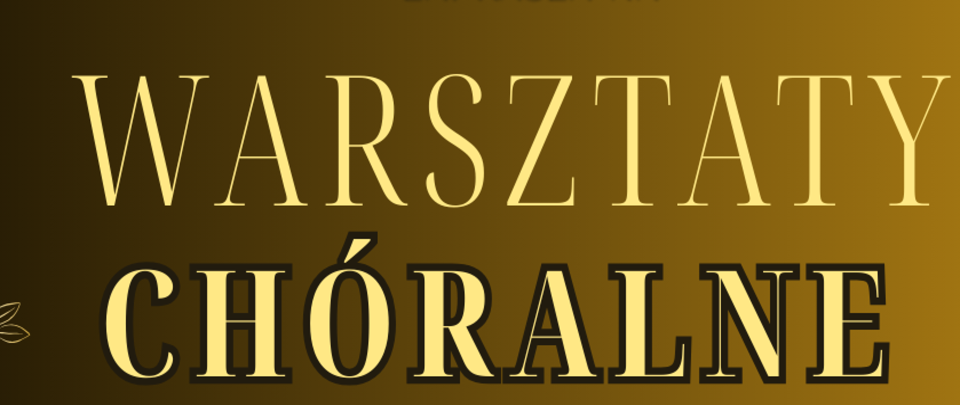 Plakat ma pionowy układ i utrzymany jest w eleganckiej, świątecznej kolorystyce: dominują odcienie złota, brązu i czerni. Tło jest ciemne, z delikatnymi złotymi zdobieniami, które nadają całości uroczysty charakter. Na samej górze, mniejszymi literami, widnieje informacja: „Państwowa Szkoła Muzyczna I i II stopnia im. Fryderyka Chopina w Nowym Targu zaprasza na” Centralnie umieszczony jest duży, wyraźny napis:
„WARSZTATY CHÓRALNE” – to najbardziej wyróżniający się element plakatu, zapisany złotą, elegancką czcionką. Poniżej znajduje się informacja o prowadzącej:
„które poprowadzi prof. dr hab. Monika Bachowska”. Środkową część plakatu zajmuje duże zdjęcie chóru. Widać liczną grupę młodych ludzi, ubranych na czarno, stojących na estradzie w sali koncertowej. Przed nimi stoi dyrygentka – kobieta w średnim wieku, również ubrana na czarno, uśmiechnięta, zwrócona twarzą do publiczności. Chór wygląda na skupiony i przygotowany do występu. W dolnej części plakatu umieszczono szczegóły organizacyjne: po lewej stronie: „Środa, 17 grudnia 2025 r.” po prawej stronie, w owalnej ramce: „15.00–18.00” pod spodem: „Sala kameralna”.Całość sprawia wrażenie profesjonalnego, artystycznego i bardzo uroczystego wydarzenia muzycznego.
