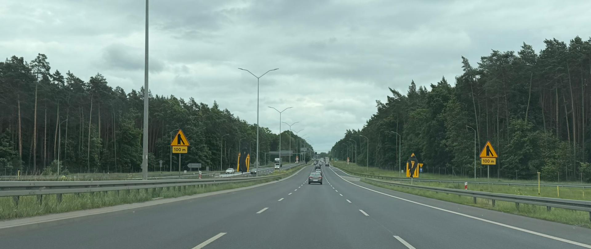 Droga dwujezdniowa w terenie leśnym
