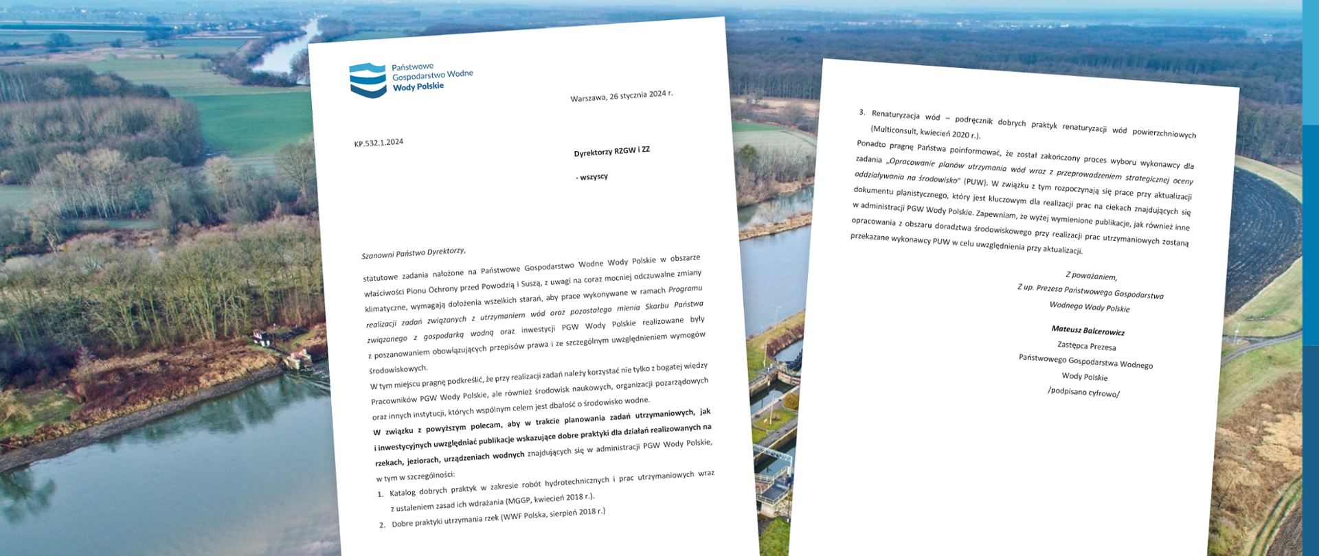 Pismo Wiceprezesa Wód Polskich w sprawie stosowania dobrych praktyk