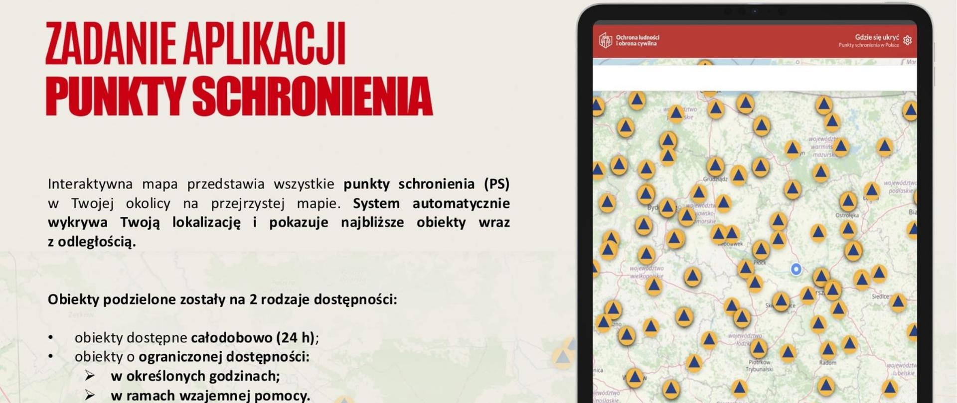 Aplikacja z mapą punktów schronienia