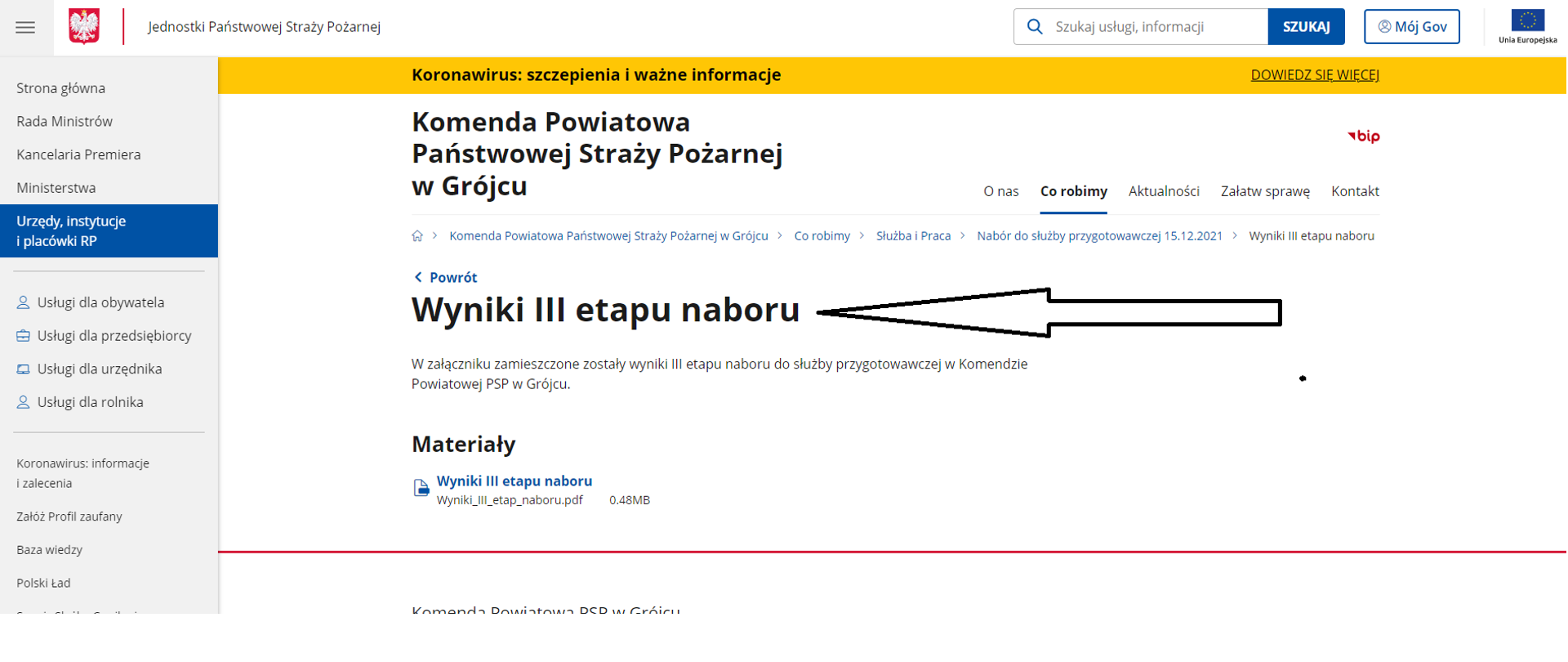 Wyniki III etapu naboru 