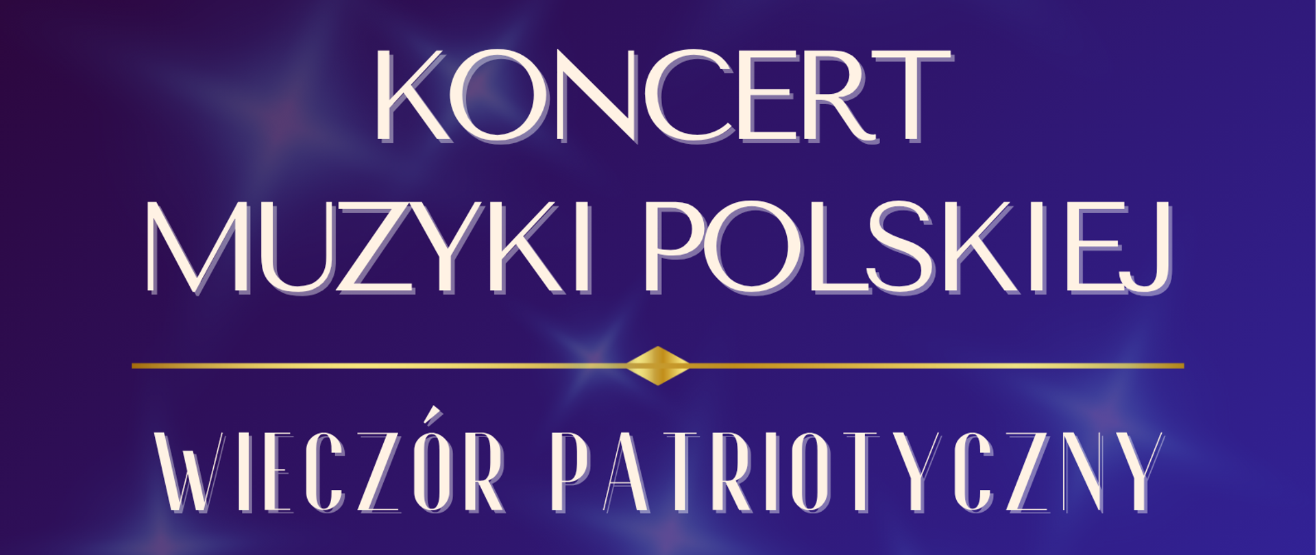 Plakat ma granatowe tło z delikatnymi rozbłyskami światła. Centralnym elementem grafiki jest biało-czerwona wstęga w kształcie nuty, symbolizująca muzykę i barwy narodowe. Całość utrzymana jest w eleganckim, uroczystym stylu, podkreślającym patriotyczny charakter wydarzenia.