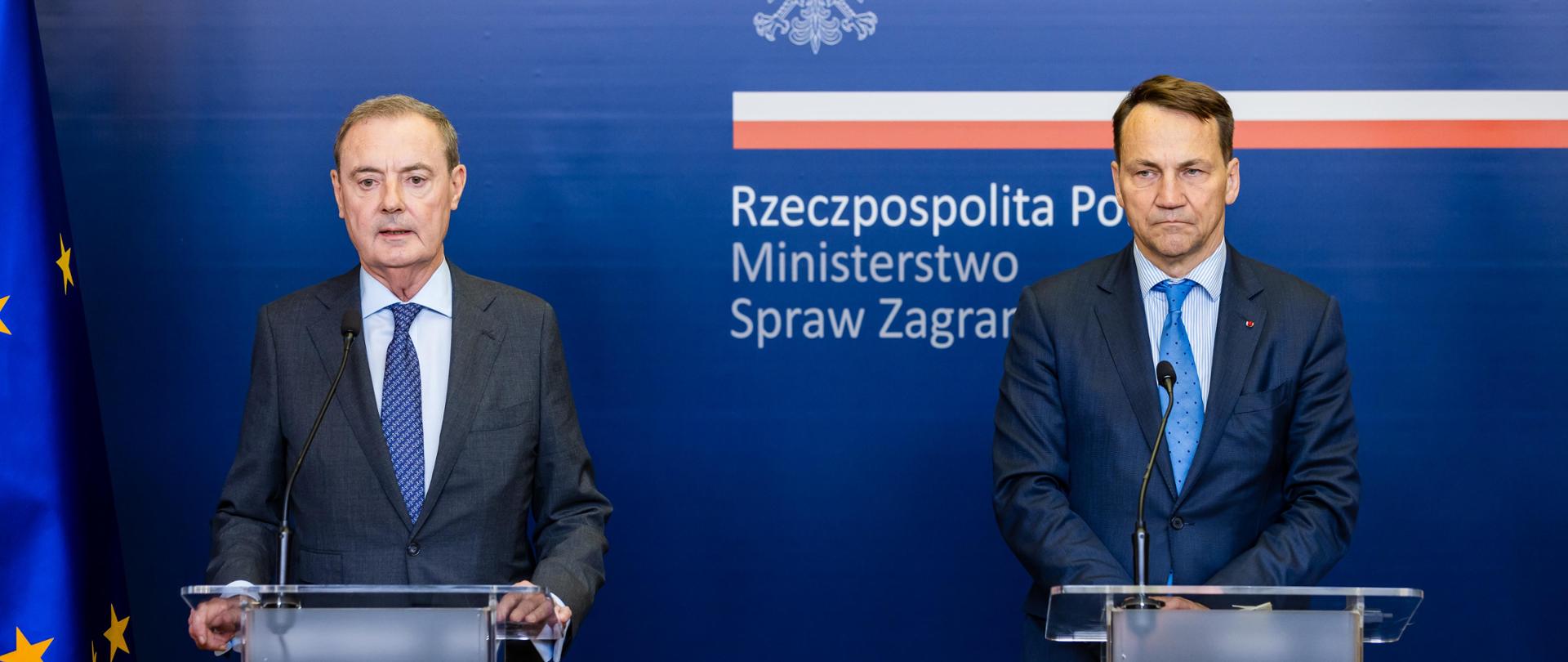 Conversation and joint press conference between Minister Radoslaw Sikorski and EU Special Envoy for Sanctions D.O'Sullivan.