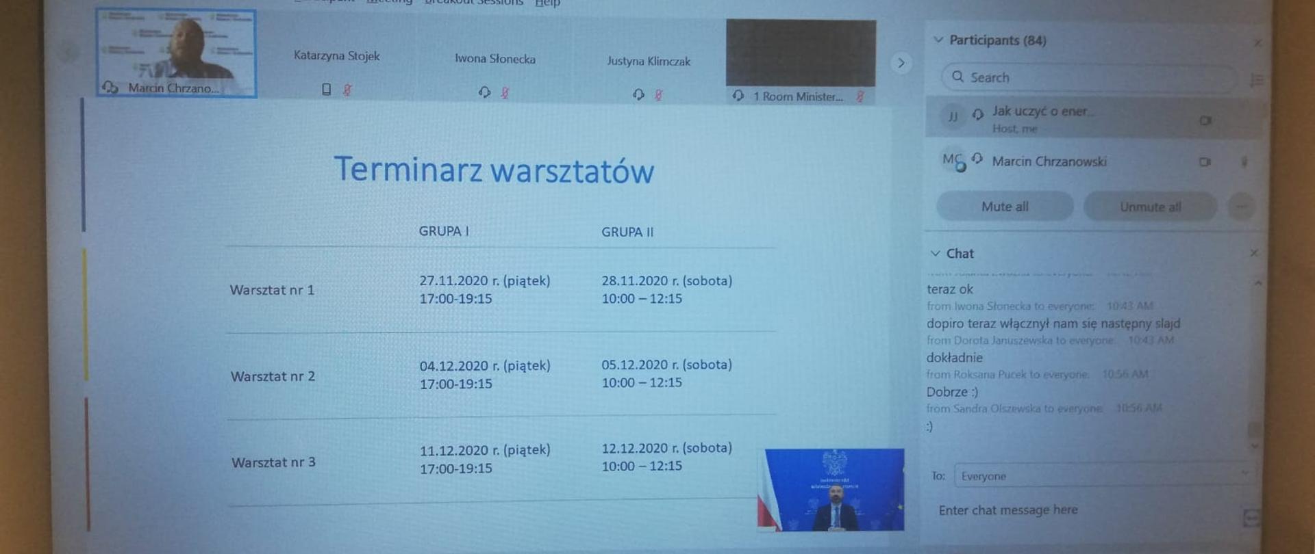 Obraz monitora z napisem Terminarz warsztatów 