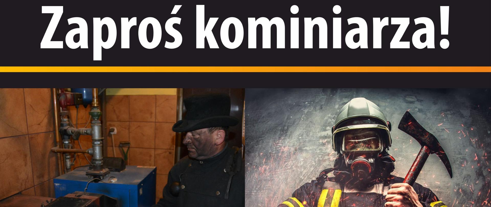 Grafika Krajowej Izby Kominiarzy o kampanii informacyjnej na temat bezpieczeństwa w sezonie grzewczym.