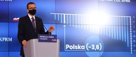 Premier Mateusz Morawiecki podczas konferencji.