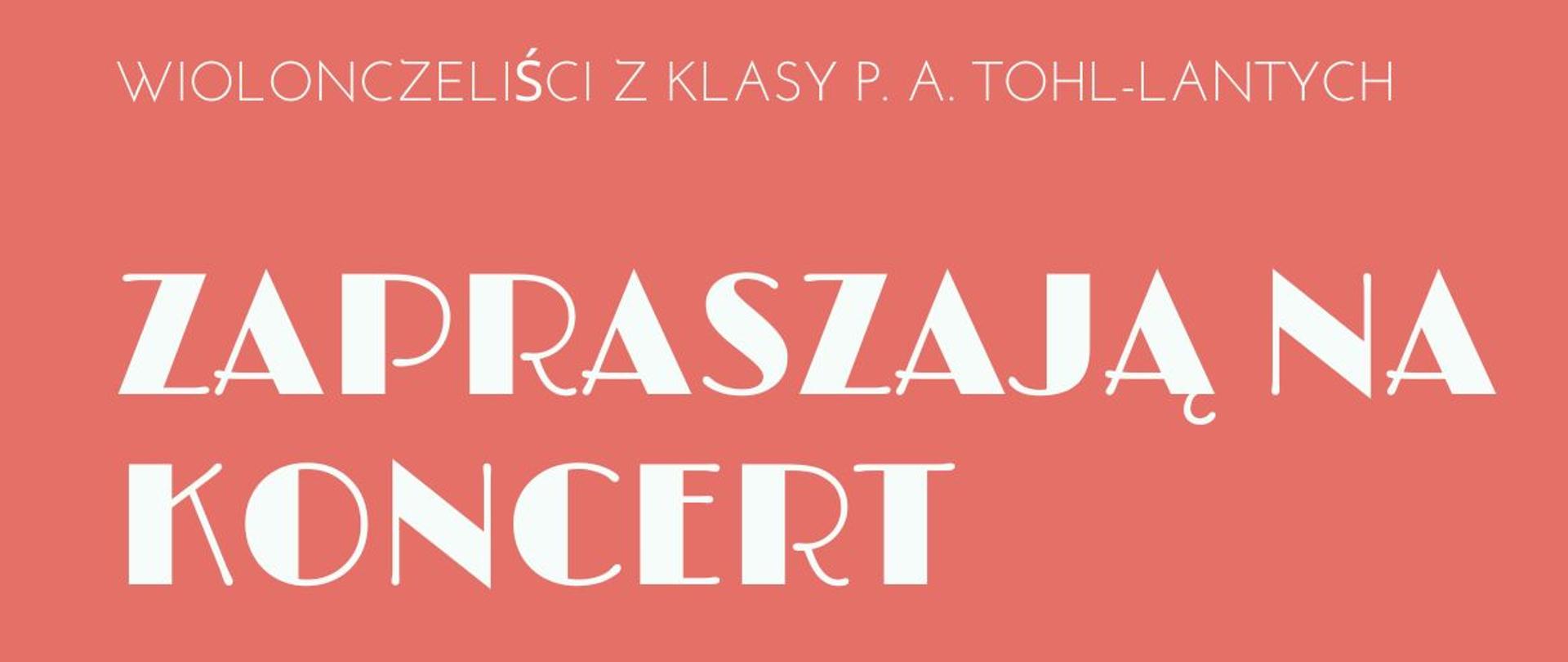 w centralnej części niebieski pulpit na nuty z nutami oraz wiolonczela, całość na koralowym tle