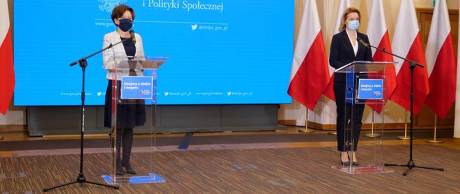 Konferencja na temat polityki rodzinnej - Minister Marlena Maląg i Barbara Socha