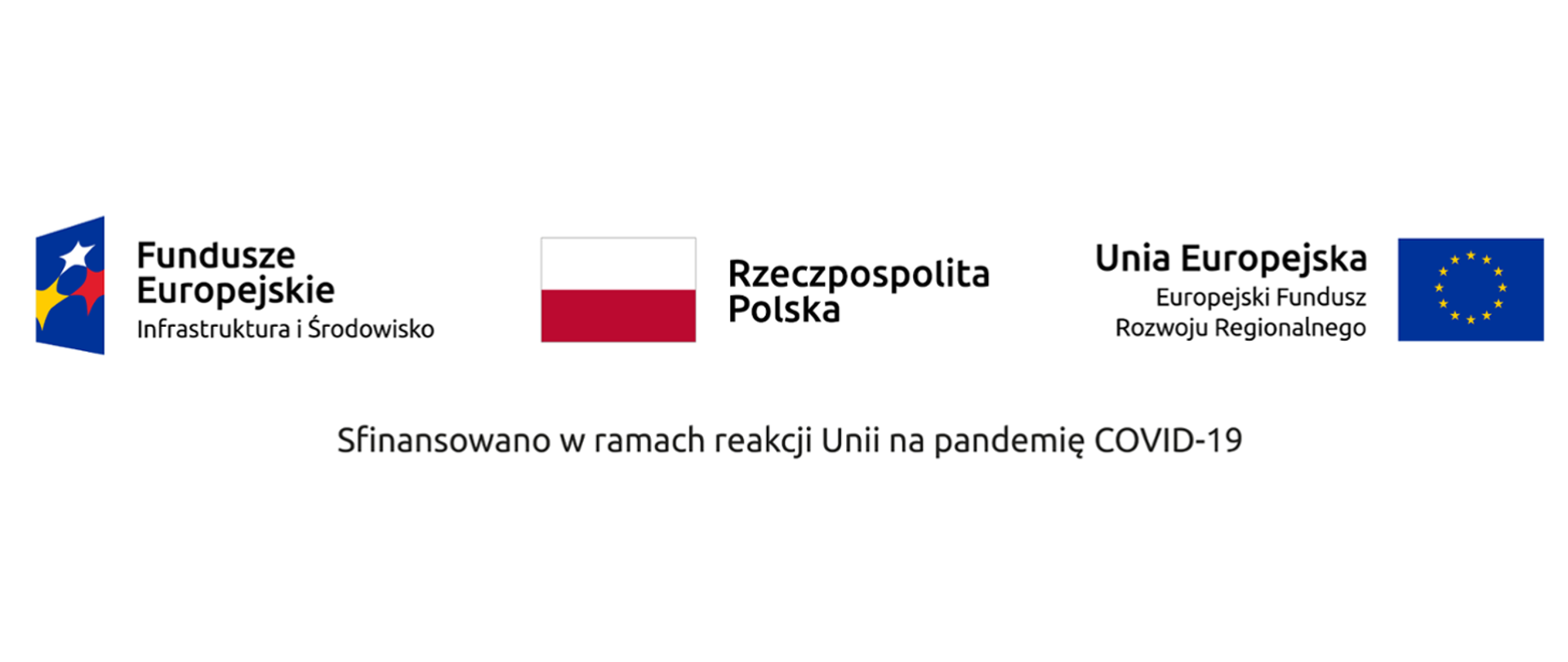 Zdjęcie przedstawia flagi Polski, Unii Europejskiej oraz tekst Sfinansowano w ramach reakcji Unii na pandemię COVID-19.