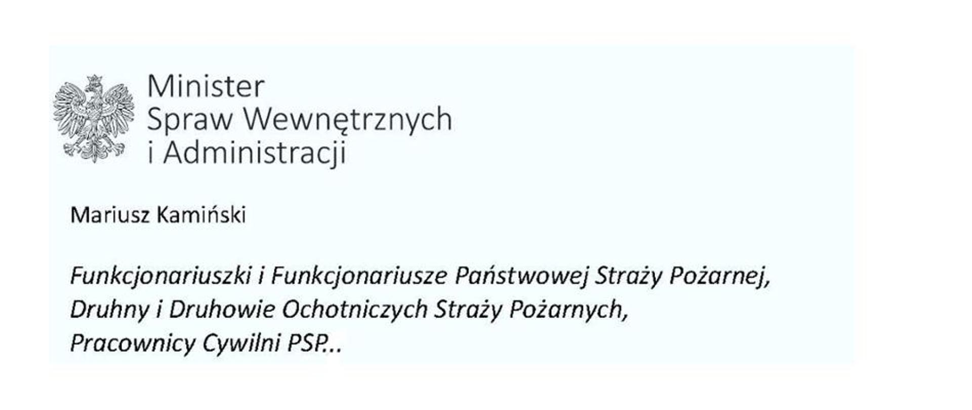 Życzenia Ministra Spraw Wewnętrznych i Administracji z okazji Dnia Strażaka 2022