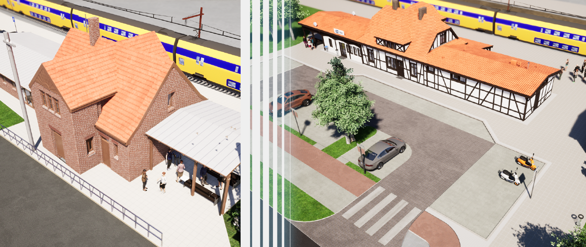 wizualizacje dworców w Helu i Kuźnicy