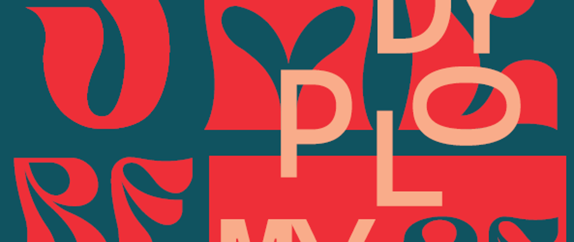 Wielobarwny plakat promujący wystawę najlepszych dyplomów 2025 Pałac Młodzieży al. kard. S. Wyszyńskiego 86 w Łodzi, wernisaż 29.04.2025