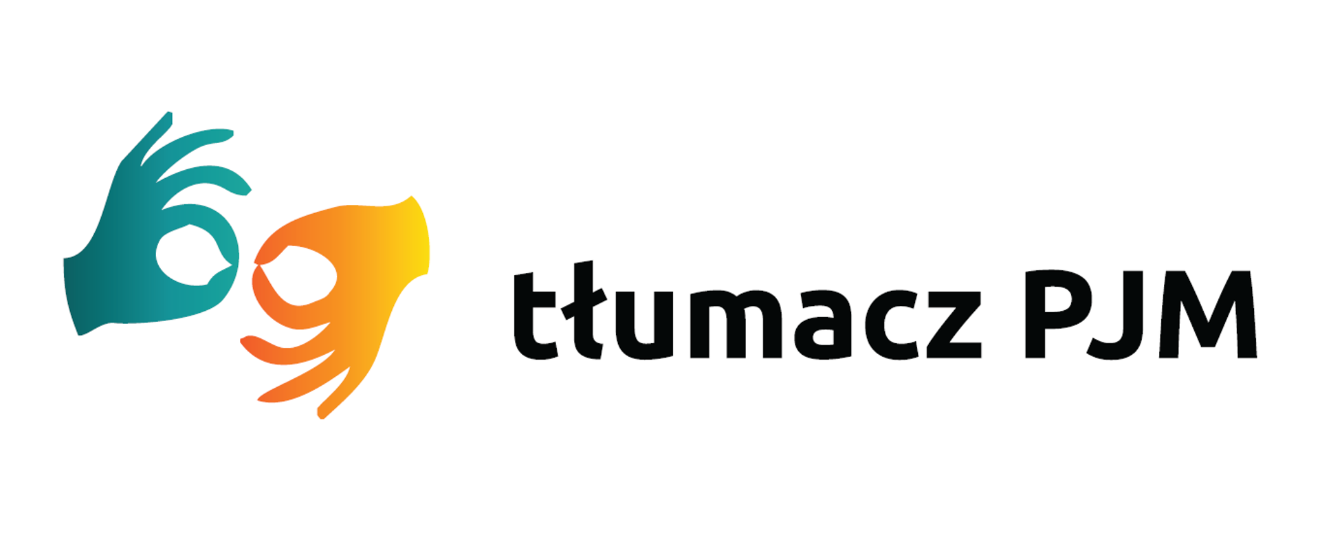 Napis tłumacz PJM i dłonie