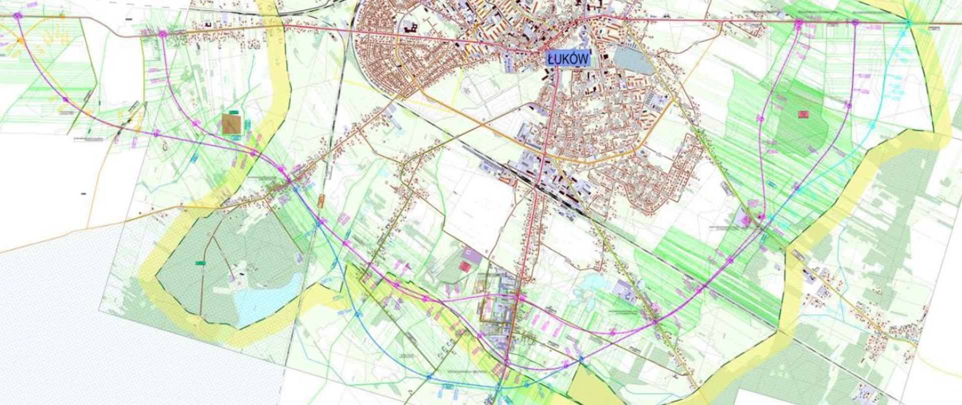 Obwodnica Łukowa - wstępne warianty przebiegu