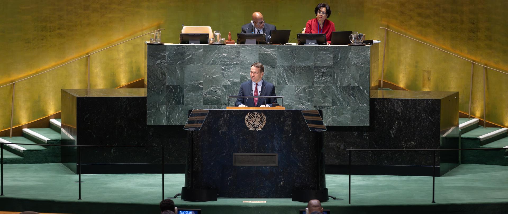 Foreign Minister Radosław Sikorski during the plenary meeting of the UN General Assembly 