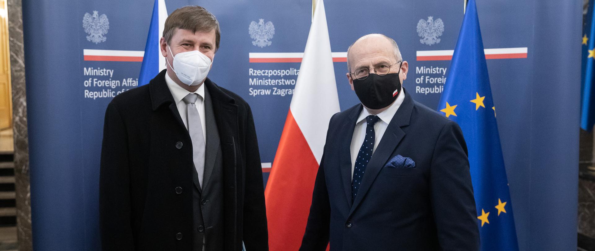 2021.02.12 Warszawa . Minister Zbigniew Rau . Wizyta minister SZ Czechy Tomas Petricek .
Fot. Tymon Markowski / MSZ