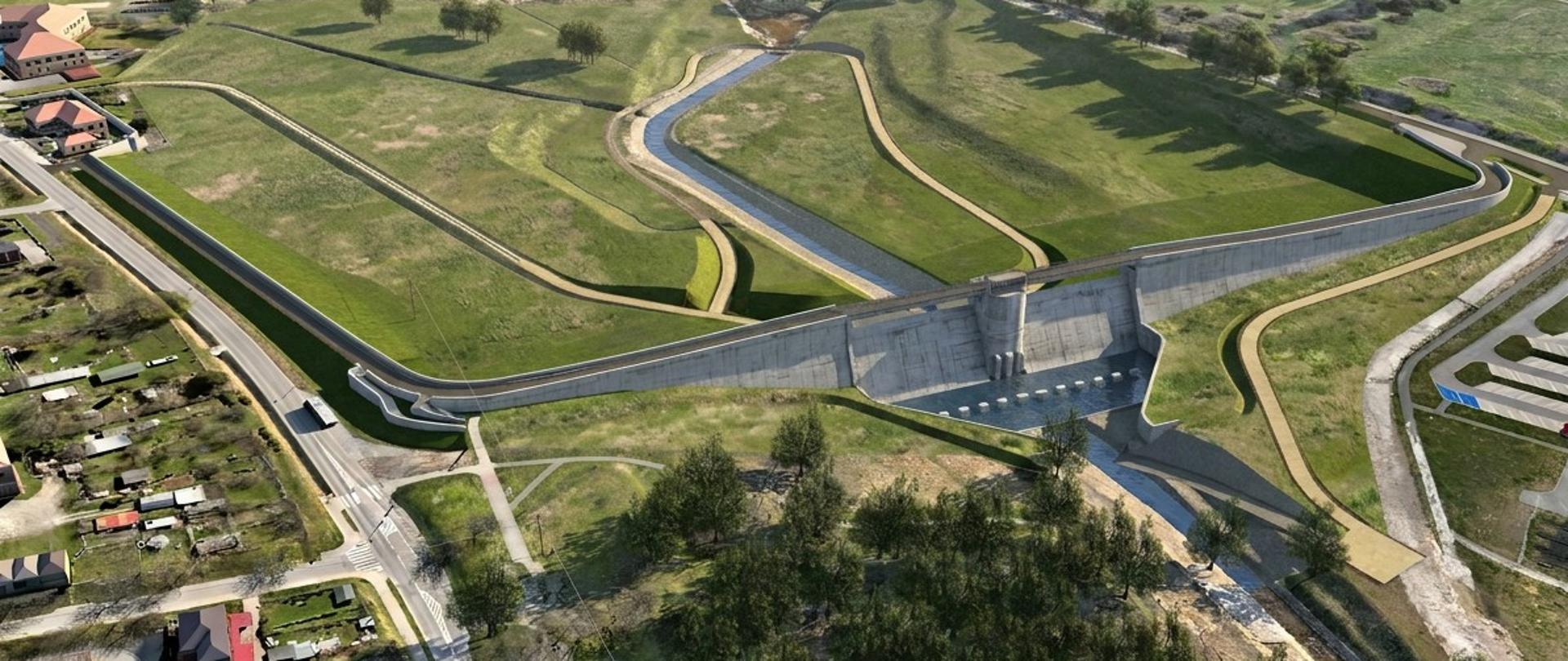 Wizualizacja projektowanego zbiornika Stronie Śląskie.