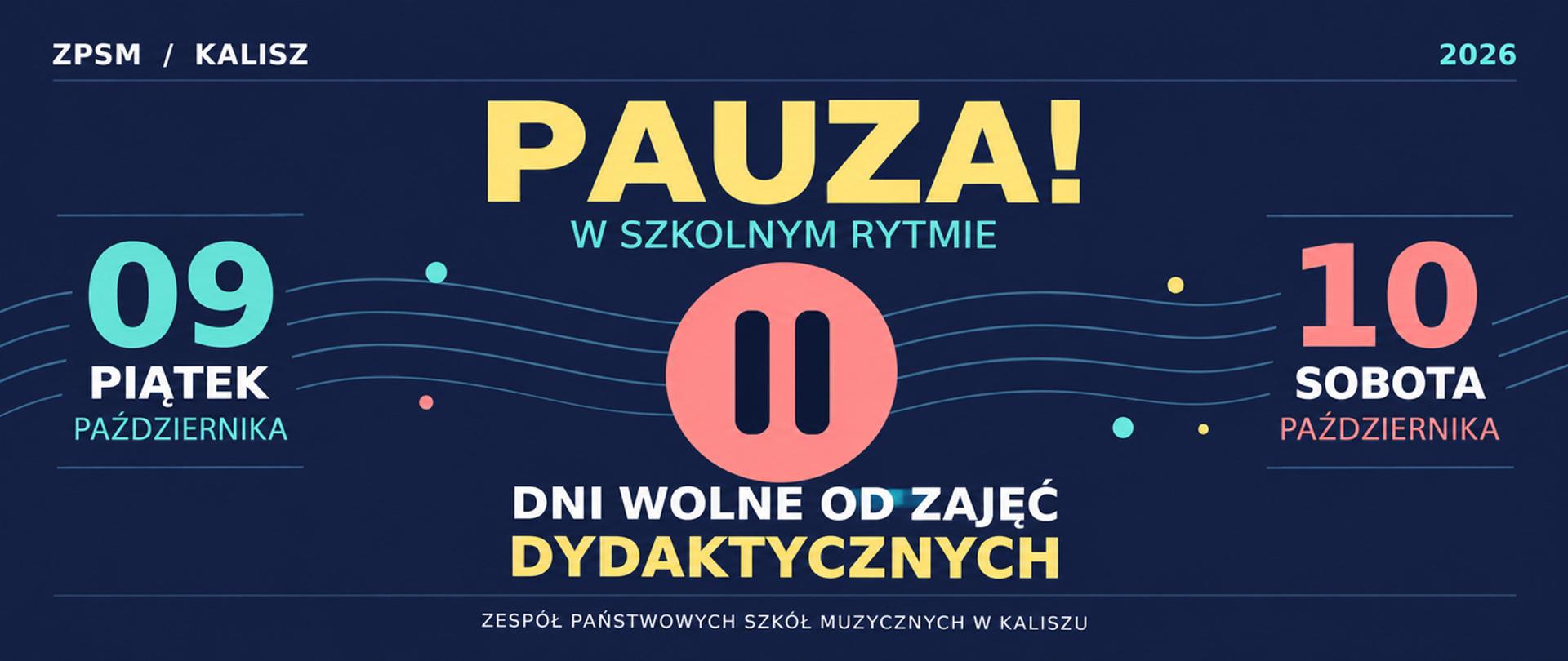Informacja na granatowym tle o dniach wolnych. 
