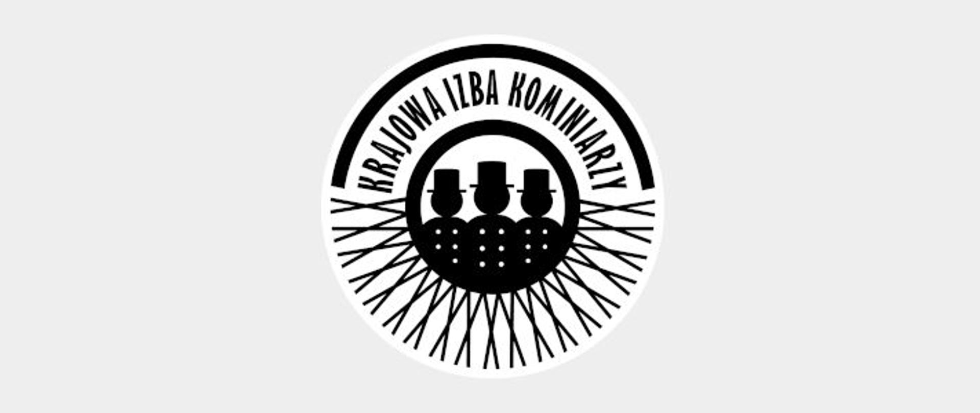 Zdjęcie przedstawia 3 kominiarzy na logo z napisem Krajowa Izba Kominiarzy