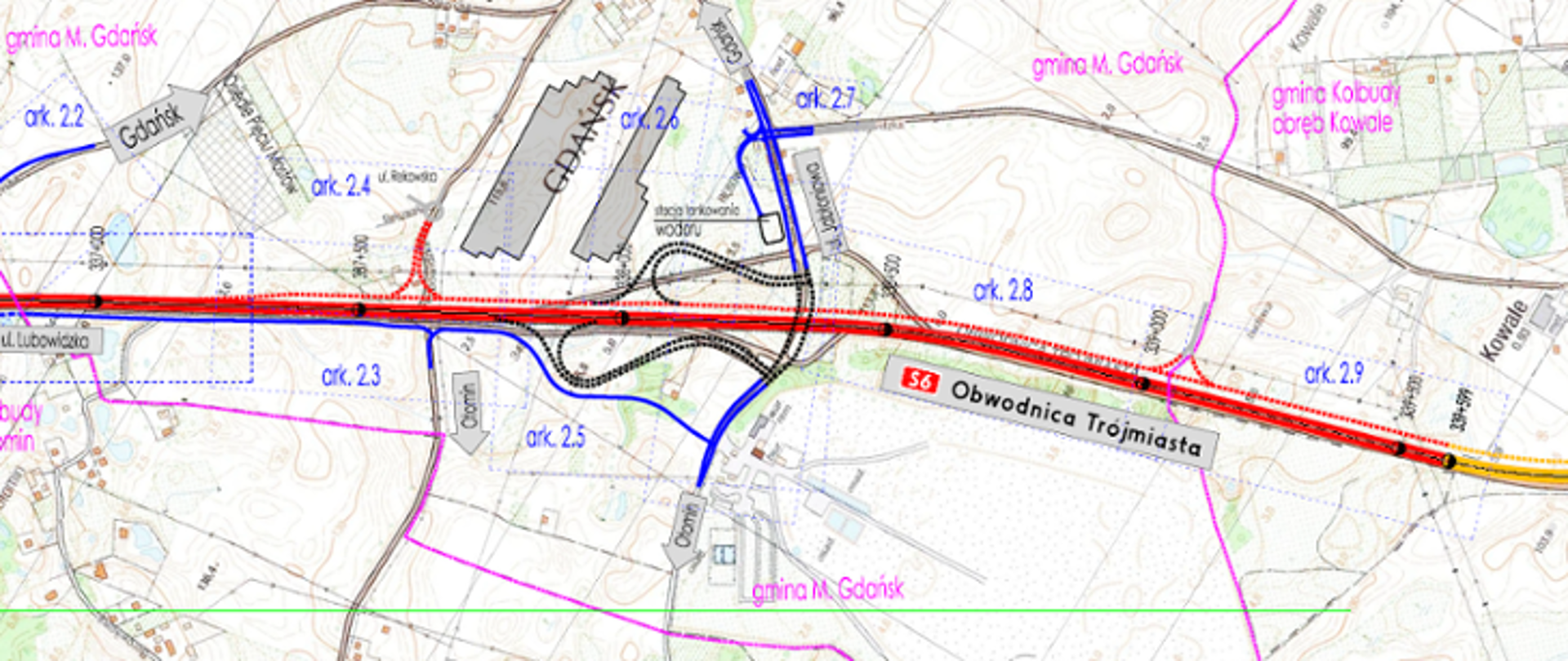 mapa z zaznaczonymi terenami, gdzie rozpoczną się prace remontowe