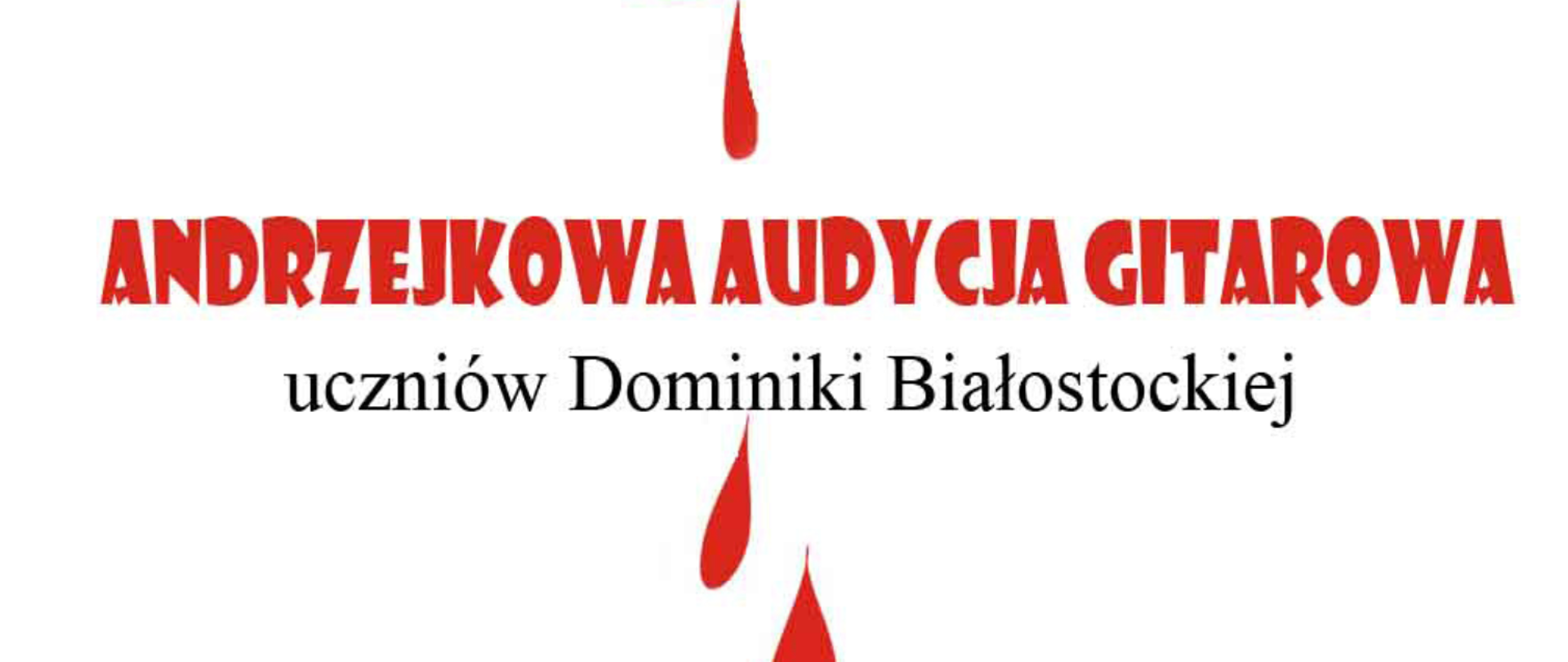 grafika przedstawiająca czerwoną gitarę, w dolnej części czerwone serduszka, całość na białym tle