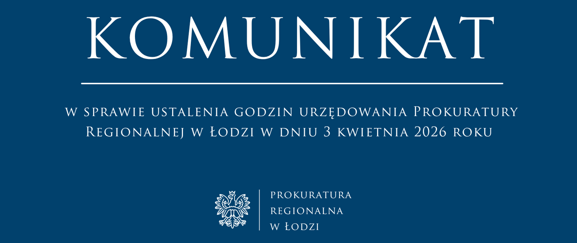 Komunikat Prokuratury Regionalnej w Łodzi 2026-03-30