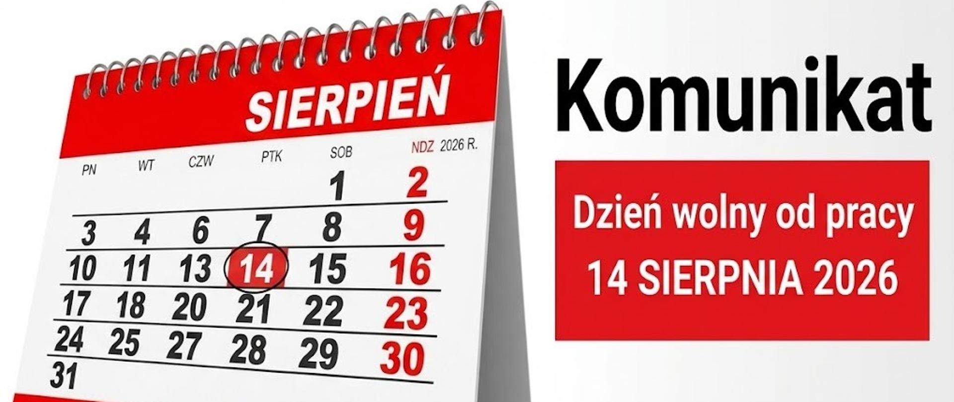 
dzień wolny 14 sierpnia 2026