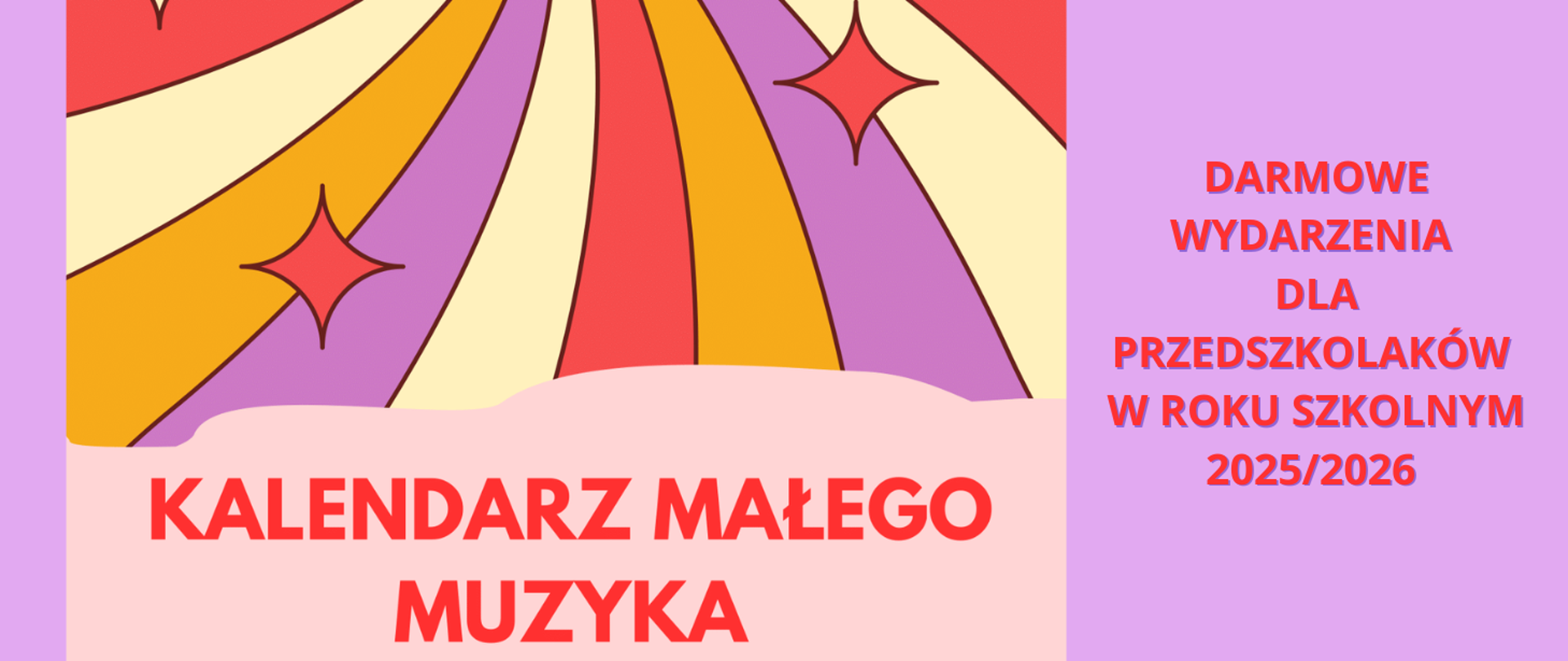 baner na kolorowym tle, na środku i po prawej napis