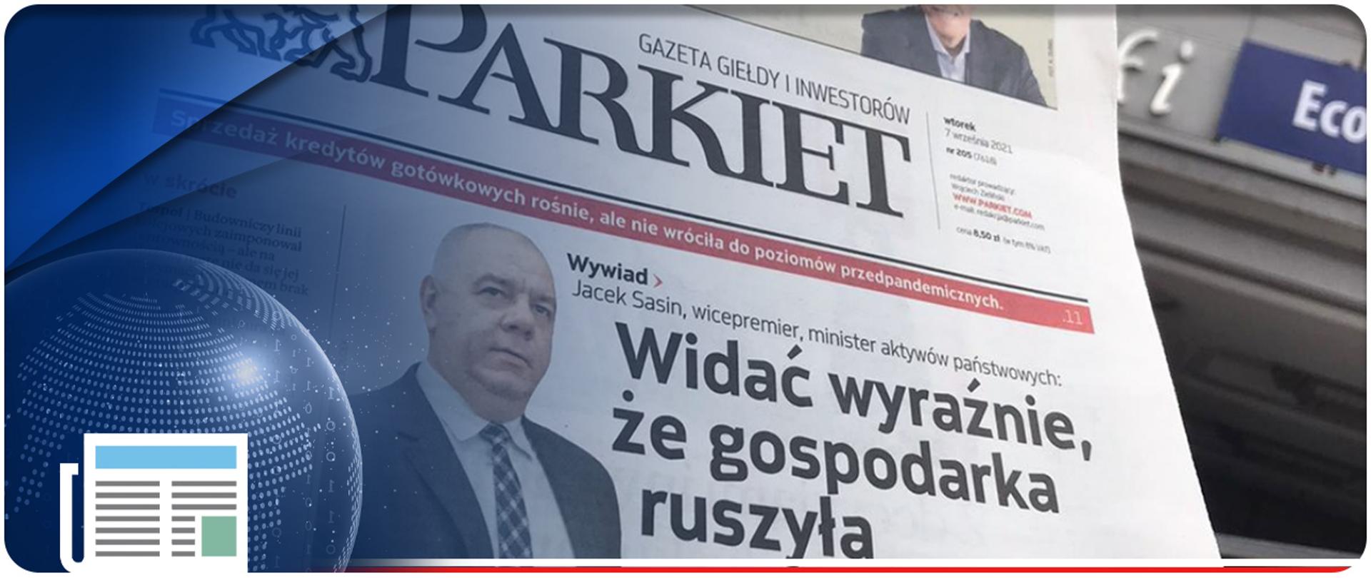 Wicepremier w mediach. Zdjęcie wicepremiera i screen gazety.