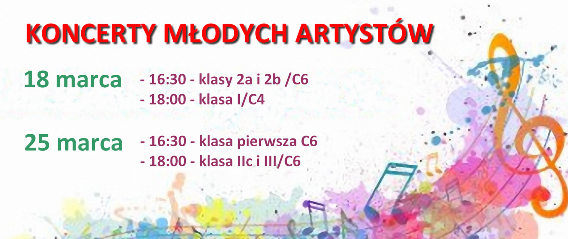 baner: na jasnym tle przy pomocy kolorowej czcionki podane daty i terminy koncertów