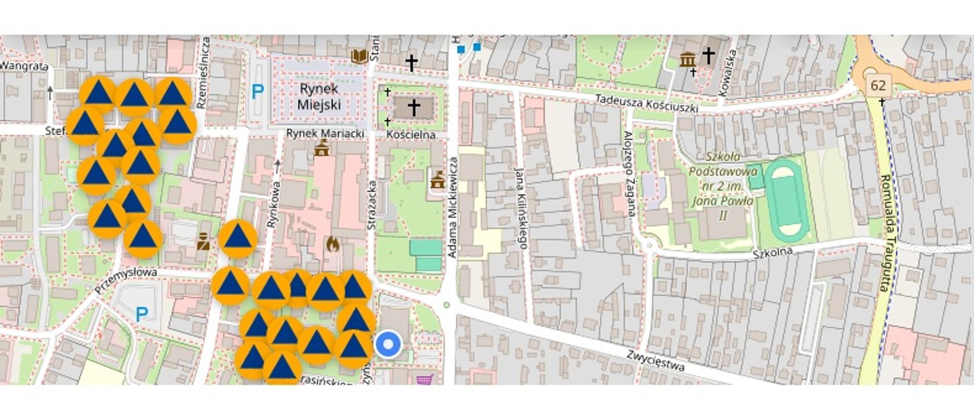 Mapka z aplikacji gdzie się ukryć