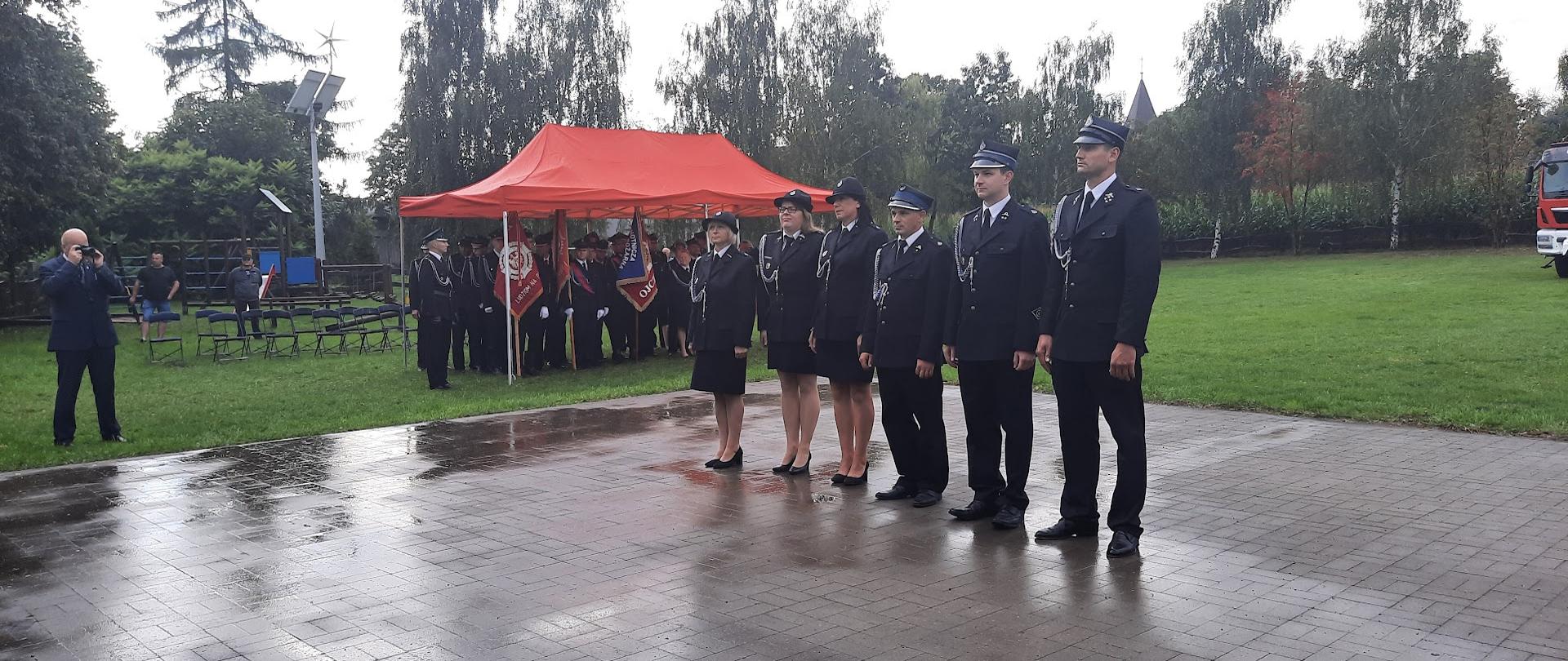 Zdjęcie przedstawia druhów OSP uhonorowanych podczas uroczystości.