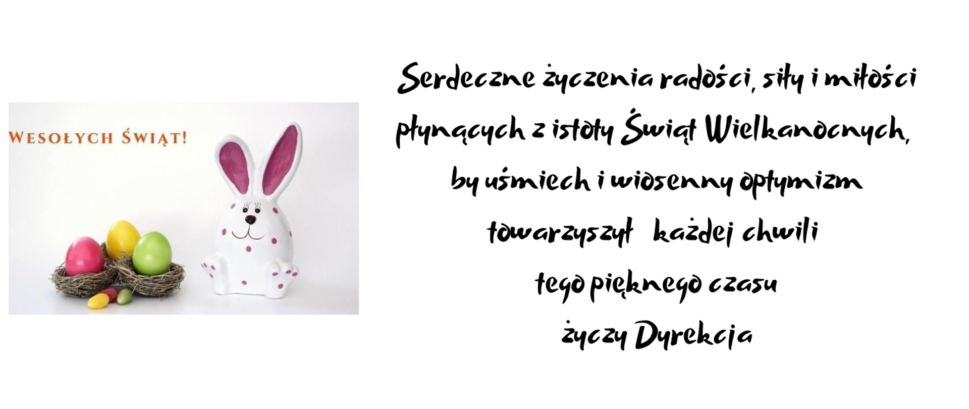 życzenia wielkanocne kartka świąteczna zając i jajka