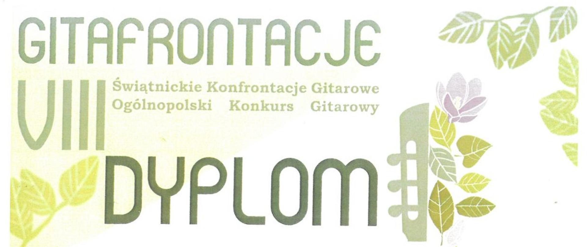 Dyplom wyróżnienia dla Tomasza Klebeko w ósmym Ogólnopolskim Konkursie Gitarowym w ramach Świątnickich Konfrontacji Gitarowych Gitafrontacje w Świątnikach Górnych dnia dwudziestego czwartego kwietnia dwa tysiące dwudziestego piątego roku.