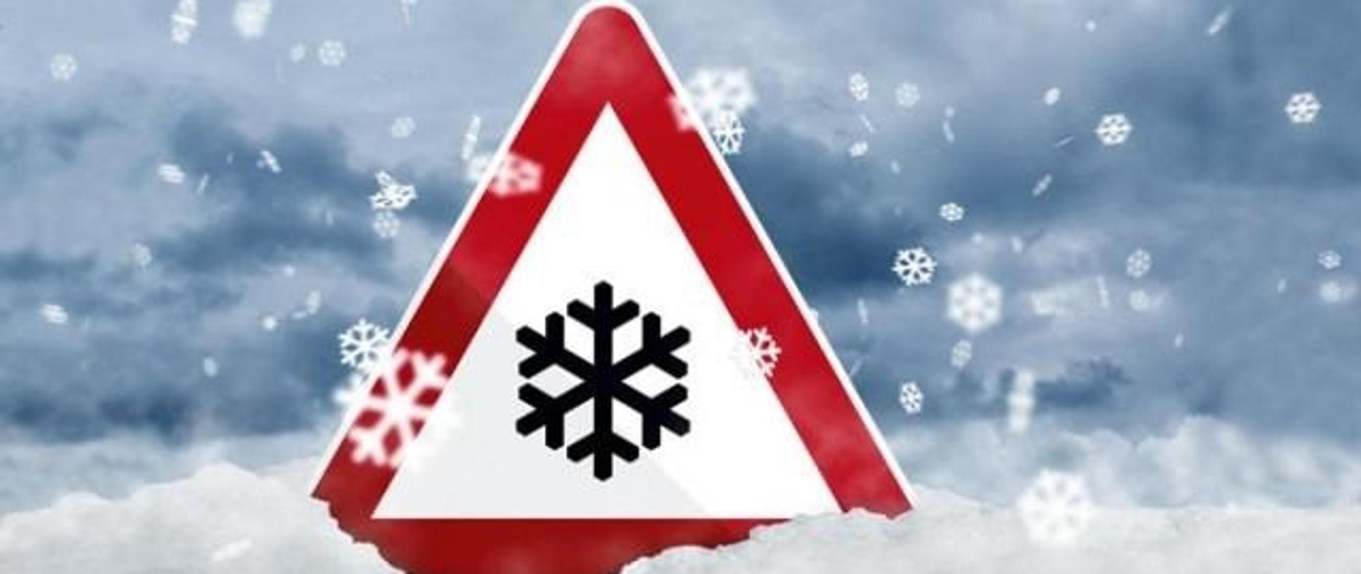Zdjęcie ostrzegające przed śniegiem