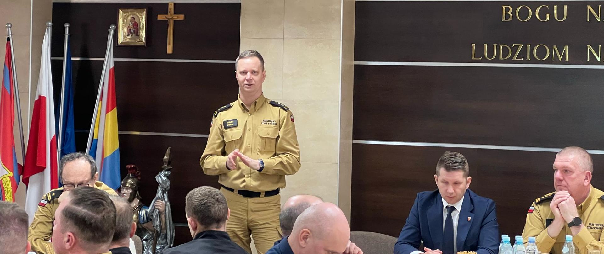 Narada roczna w Komendzie Powiatowej PSP w Siemiatyczach - przemówienie st. bryg. Marcina Wierela