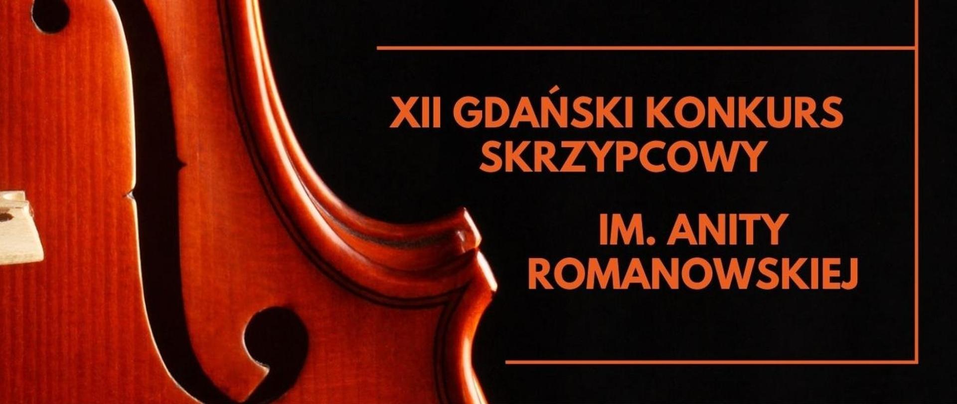 baner: XII Gdański Konkurs Skrzypcowy, zdjęcie skrzypiec.