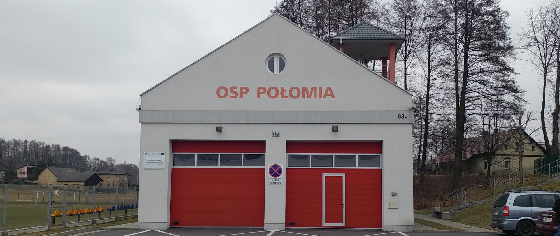 Zdjęcie prezentuje budynek jednostki OSP Połomia