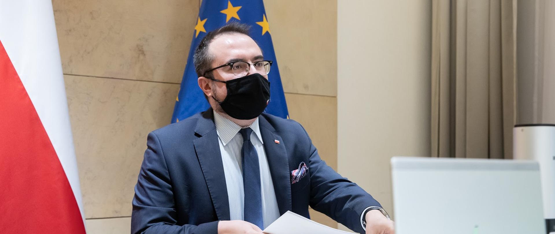 2020.12.17 Warszawa . Minister Pawel Jablonski . Wideokonfrencja . Rada Programowa Wspolpracy Rozwojowej .Fot. Tymon Markowski / MSZ