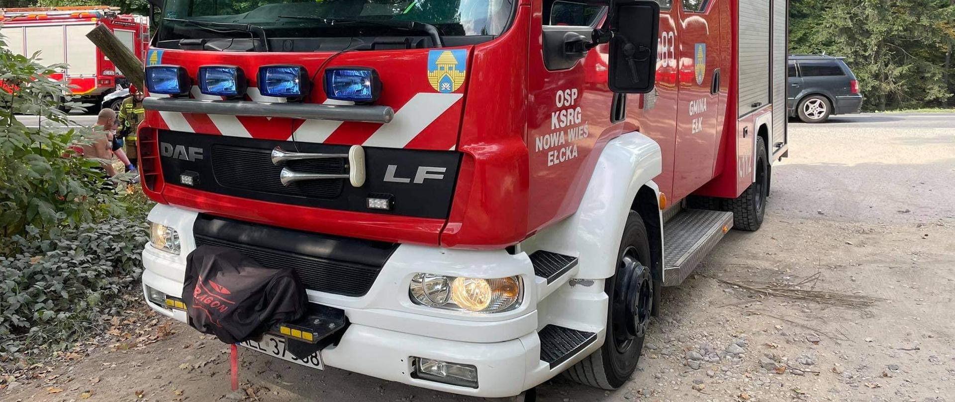 samochód OSP Nowa Wieś Ełcka przy zdarzeniu