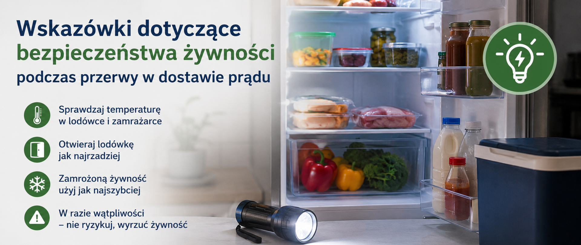 Wskazówki dotyczące bezpieczeństwa żywności podczas przerwy w dostawie prądu