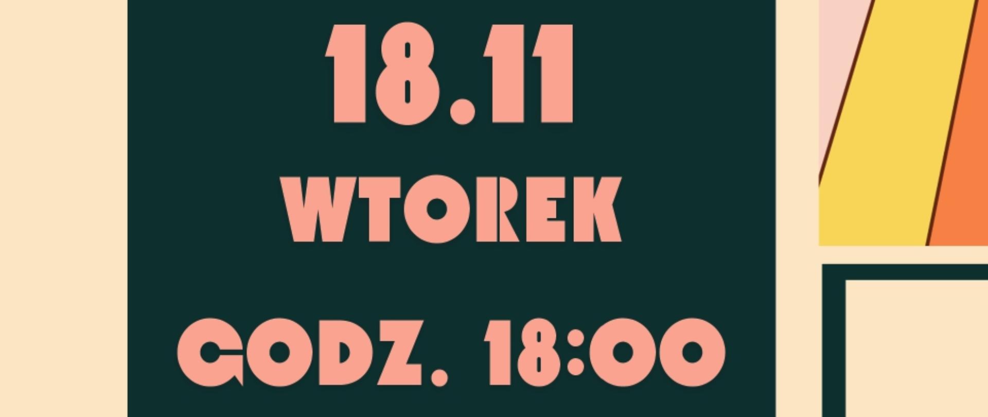 Beżowe tło, grafika skrzypiec i prostokątnych ramek, tekst dotyczący popisu klasy skrzypiec p. Pauliny Kuli i p. Kingi Kabzińskiej - Nowak, 18 listopada o godz. 18.00 w Auli ZSM
