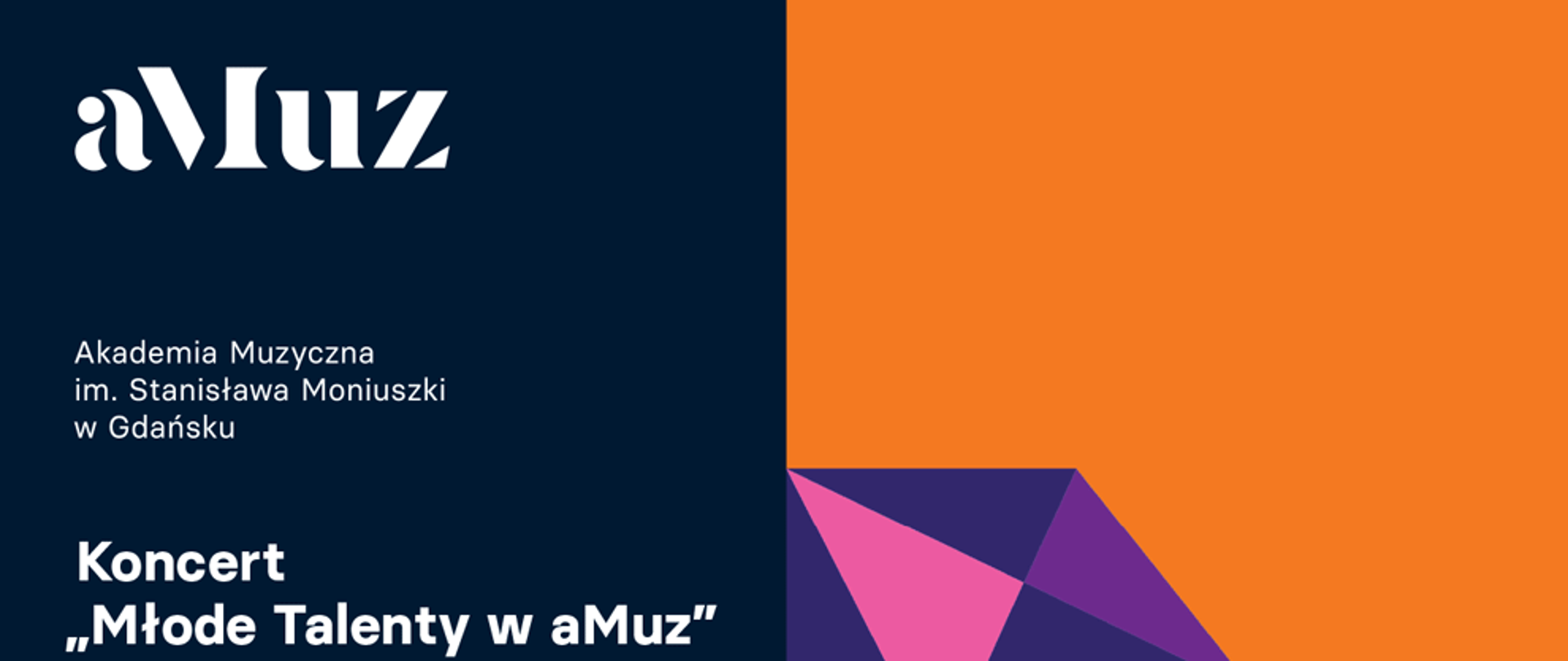 Plakat podzielony na dwie części. Prawa strona w kolorze pomarańczowym z połową diamenty w odcieniach fioletowo- różowym. Po lewej stronie znajdziemy informację o wykonawcach koncertu, którzy reprezentują najzdolniejszą młodzież szkół muzycznych I stopnia. Na samym dole plakatu logo Centrum Edukacji Artystycznej.