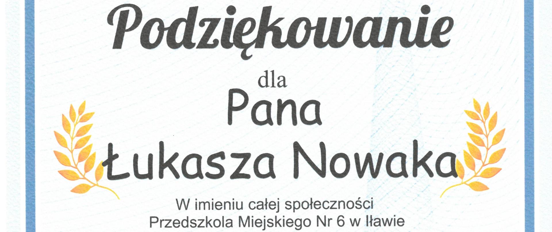 Podziękowania dla funkcjonariusza KP PSP w Ostródzie ogn. Łukasza Nowaka