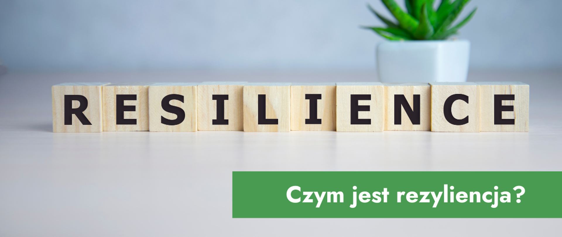 Grafika przedstawiająca napis ułożony z klocków "resilience" i napis: czym jest rezyliencja
