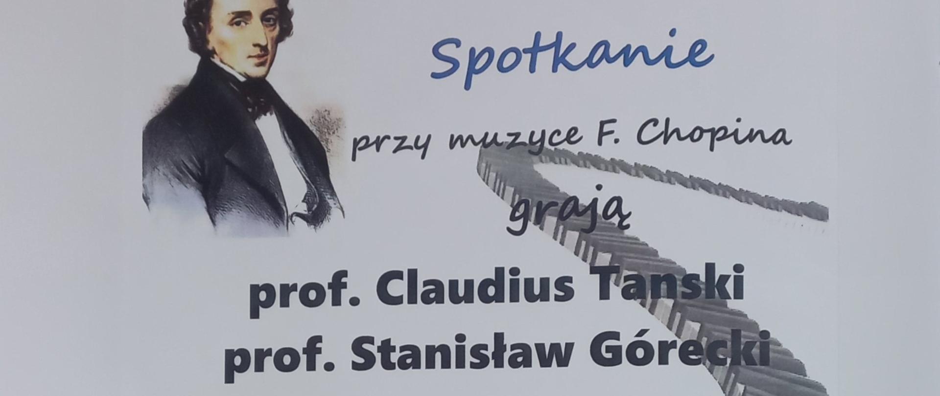 Plakat zapowiadający koncert prof. Claudiusa Tańskiego oraz prof. Stanisława Góreckiego. Na plakacie znajdują się informacje o dacie, artystach oraz miejscu koncertu. 