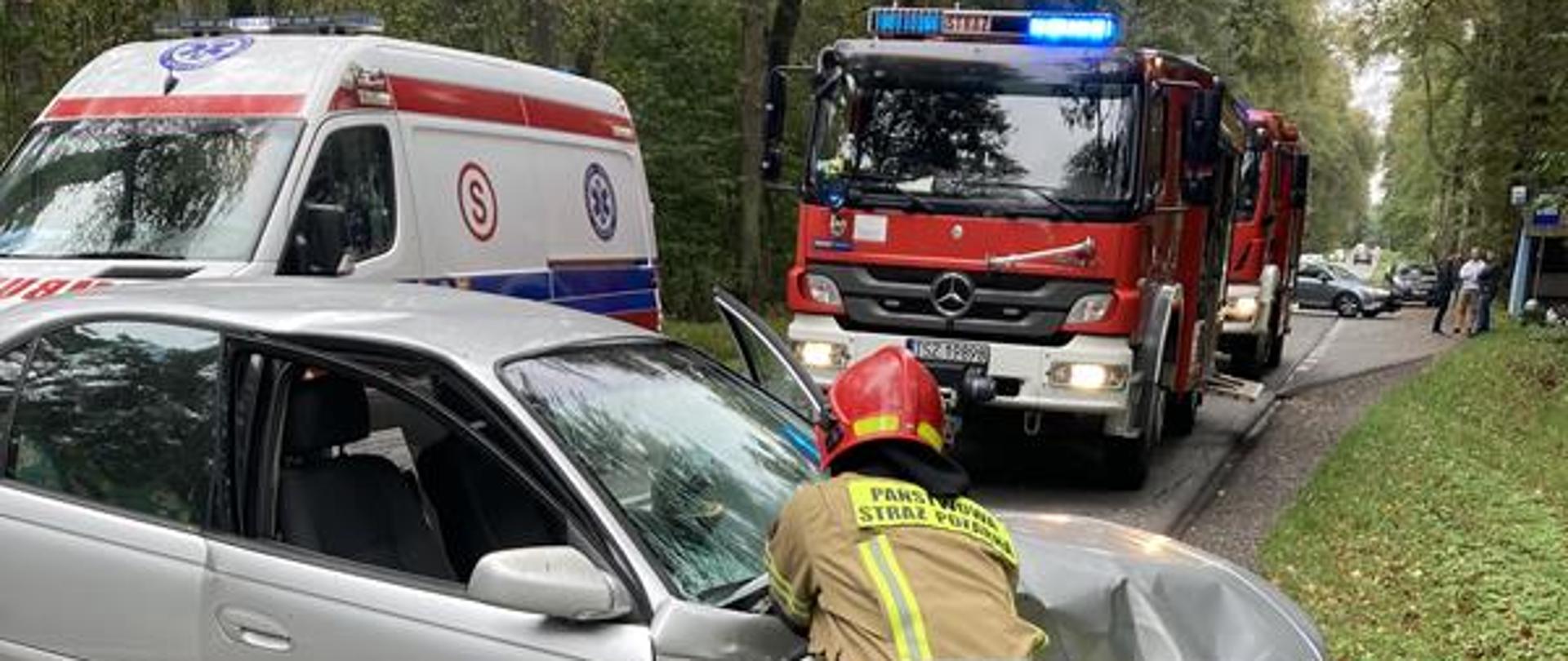 Działania ratownicze w miejscowości Czernica na DW-764