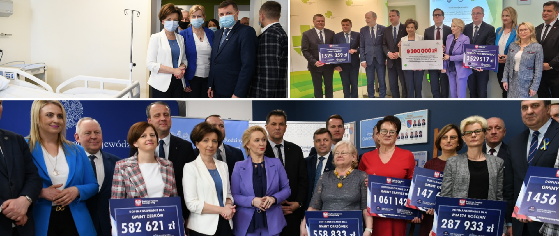 Kolaż zdjęć z wizyty minister Maląg w Wielkopolsce